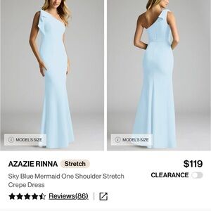 Azazie Light Blue One Shoulder Dress